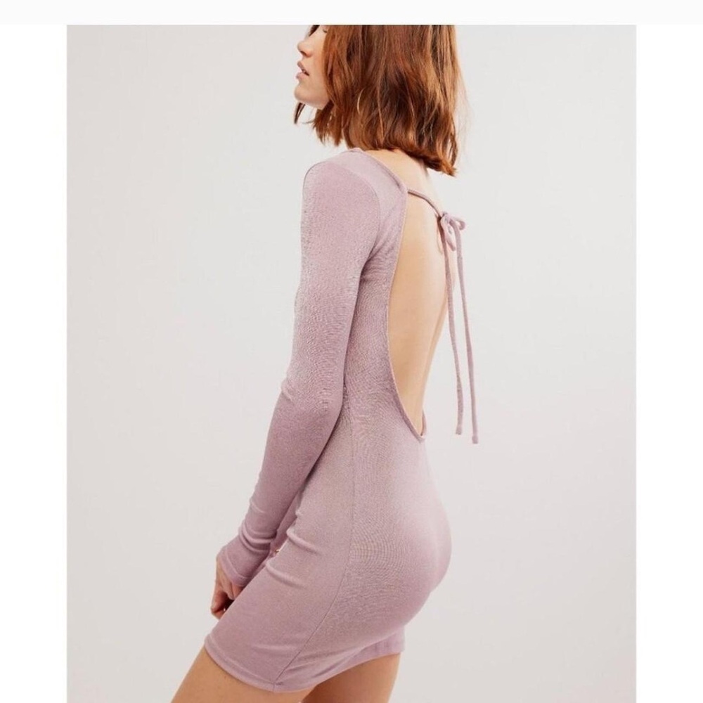 Free People Intimately Call Me Later Long Sleeve Slip Dress Large Dawn Pink NWT